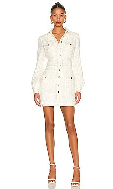 SAU LEE Aubrie Tweed Mini Dress in Ivory from Revolve.com | Revolve Clothing (Global)