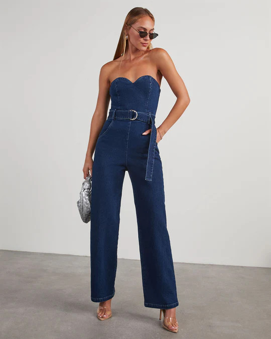 Kinney Strapless Denim Jumpsuit | VICI