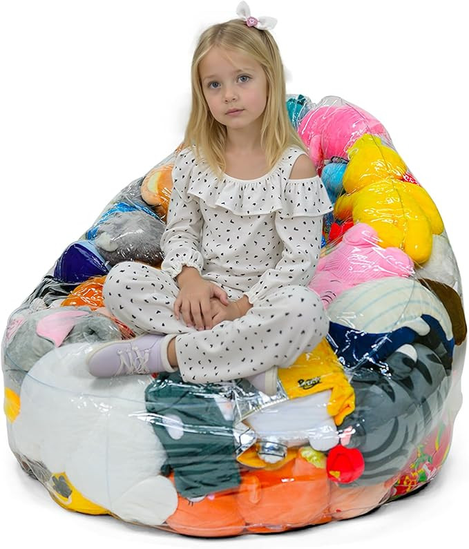 Bean Bag Chair Cover for Clear Stuffed Animal Chair Storage — Extra Large 150L Toy Organizer fo... | Amazon (US)