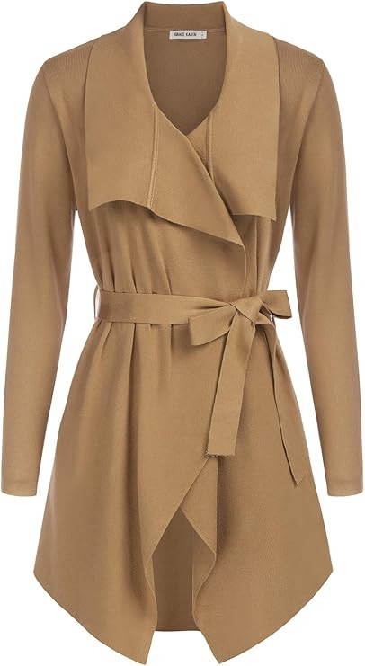 GRACE KARIN Cardigan for Women Lapel Draped Open Front Thin Sweater Long Sleeve Irregular Hem Out... | Amazon (US)