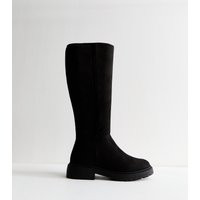 Women's Wide Fit Black Faux Suede Tall Boots Vegan New Look | New Look (UK)