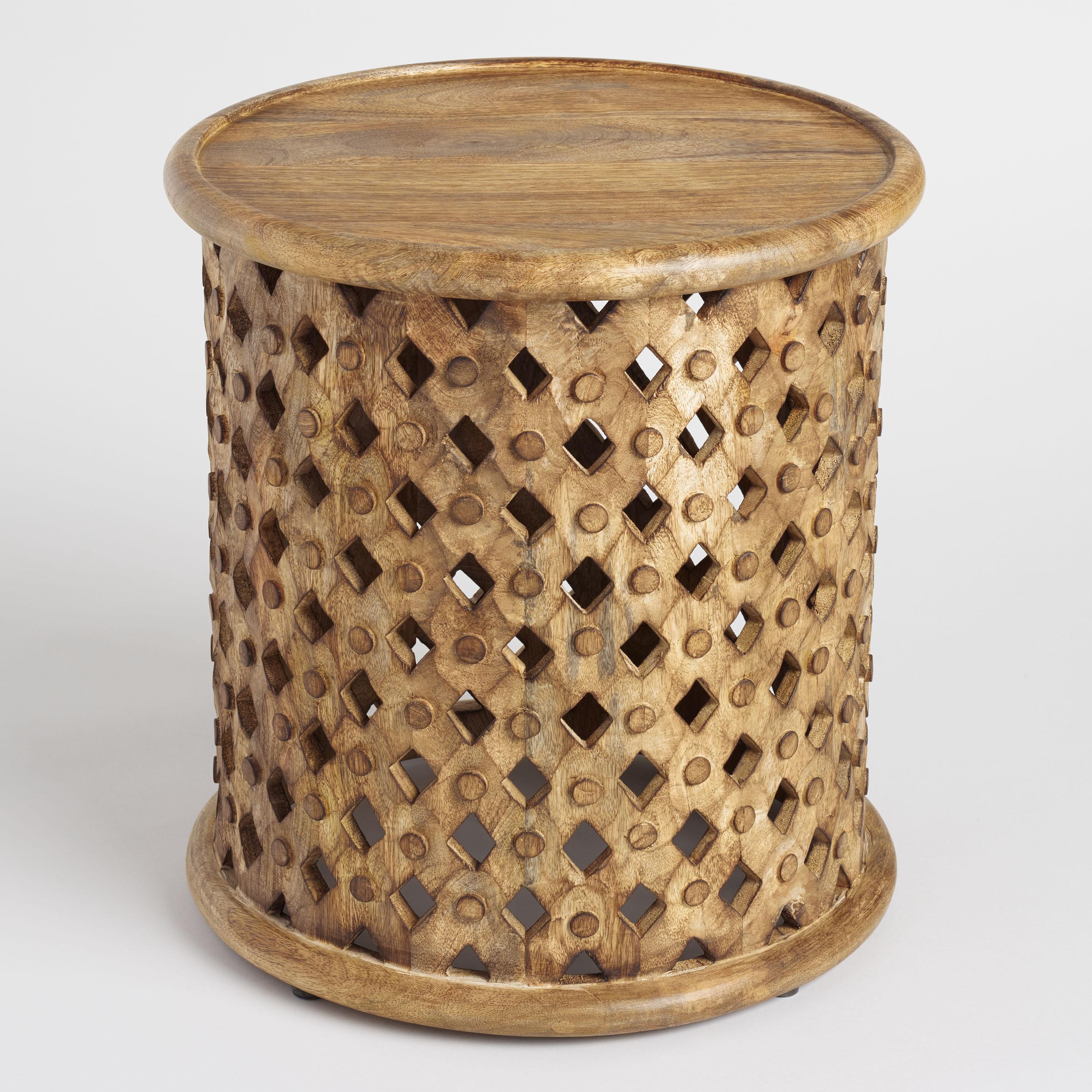Tribal Carved Wood Accent Table | World Market