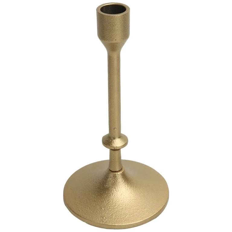 Better Homes & Garden 7.8" Decorative Gold Cast Iron Taper Candle Holder, Large | Walmart (US)