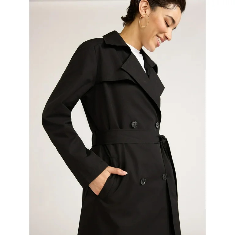 Sofia Jeans Women's and Women's Plus Size Double Breasted Trench Coat, Sizes XS-5X - Walmart.com | Walmart (US)
