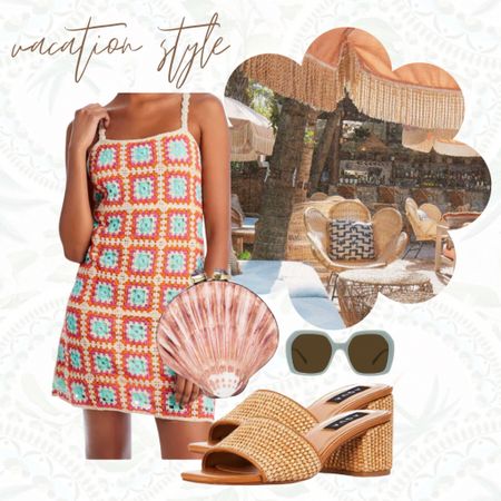 Vacation outfit idea for your next trip! 

Spring dress. Summer dress. Date night outfit idea. Summer heels. Raffia heels. Shell bag. 

#LTKstyletip #LTKshoecrush #LTKunder100
