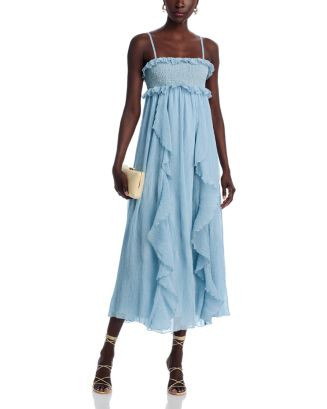 AQUA Ruffle Crinkled Midi Dress - Exclusive  | Bloomingdale's Women | Bloomingdale's (US)