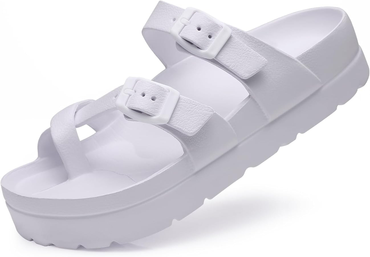 Women's Platform Sandals with Arch Support Comfortable Foam Slides Summer Beach Sandals with Adju... | Amazon (US)