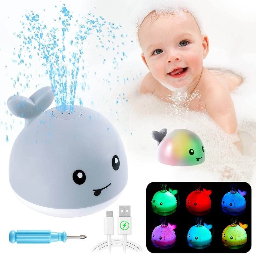 【2023 Upgrade】 Baby Bath Toys Gifts, Rechargeable Whale Baby Toys, Light Up Bath Toys for Tod... | Amazon (US)