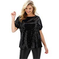 Black Sequin Boxy Top | Simply Be (UK)