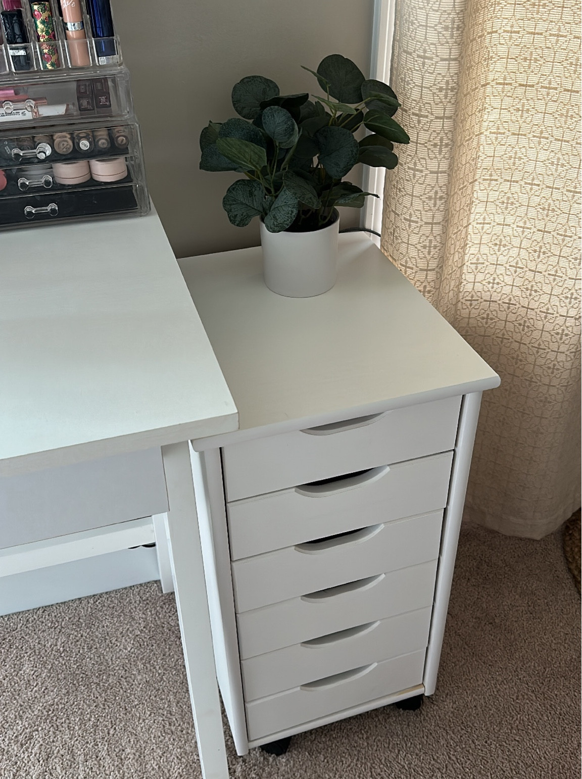 6 drawer storage organizer.  White wash rolling cart. Makeup organizer, desk organizer. 

#LTKFind #LTKunder100 #LTKhome