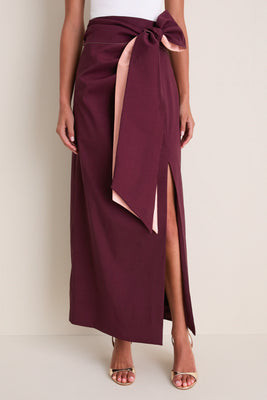 Wine Taffeta Angelise Tie Skirt | Tuckernuck (US)