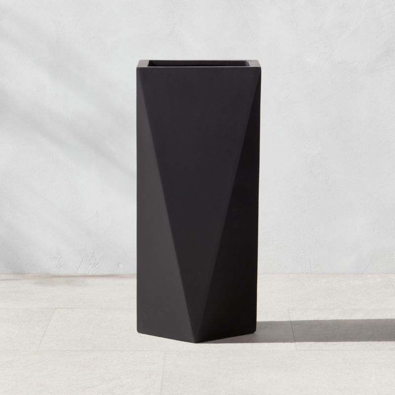 Angular Modern Black Cement Outdoor Planter Small + Reviews | CB2 | CB2