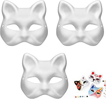 Yinhua Cat Mask 3PCS Therian Mask DIY White Cat Mask Therian, Cat Mask to Paint for All Age Kid f... | Amazon (US)