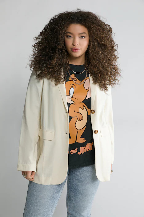 Viscose Linen Mix Blazer | Ulla Popken - US & CA