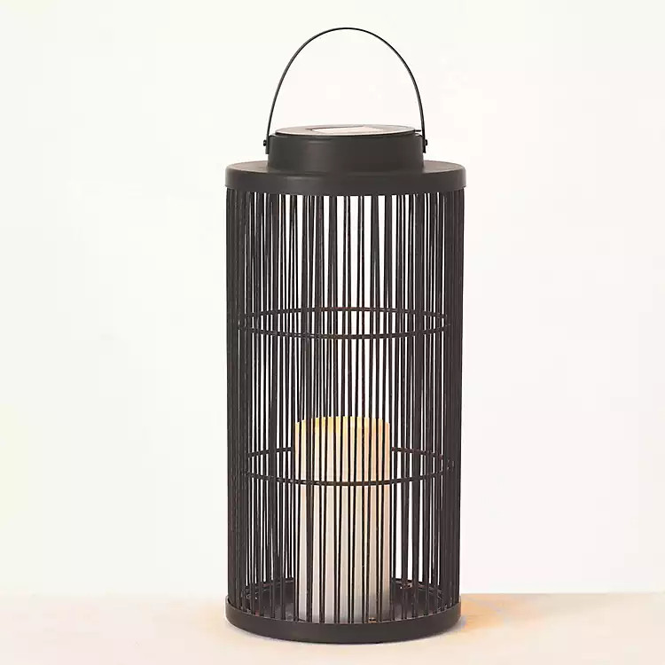 Black Wire Lantern with Solar Powered LED Candle | Kirkland's Home