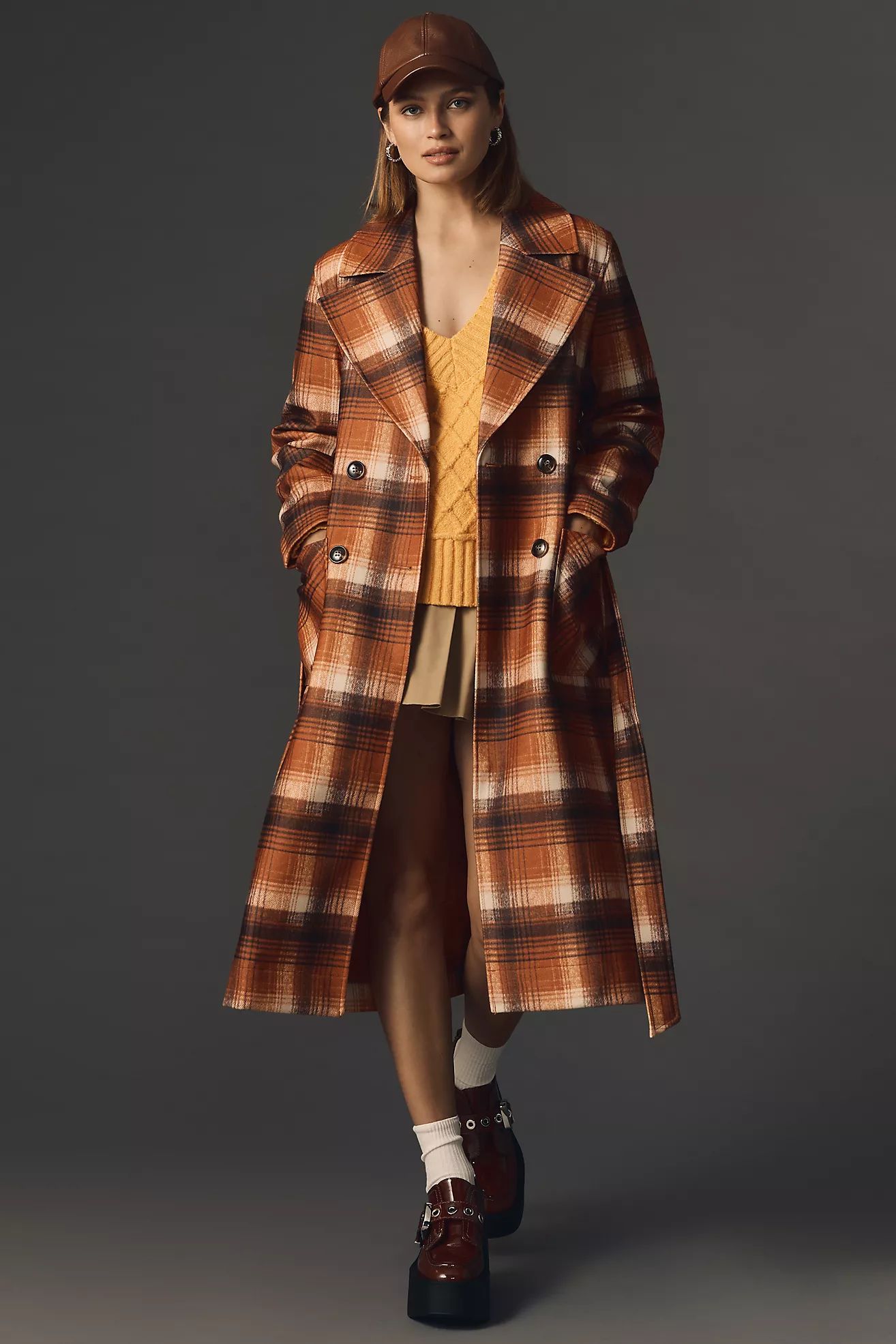 NVLT Plaid Belted Trench Coat | Anthropologie (US)