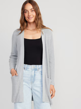 Textured Long-Line Open-Front Sweater for Women | Old Navy (US)