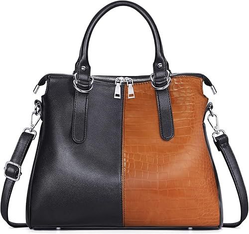 IBFUN Handbags for Women PU Leather Satchel Purse Ladies Shoulder Bags Top Handle Tote Black | Amazon (US)