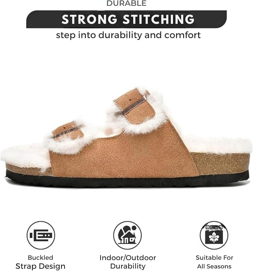 Project Cloud Genuine Suede House Slippers for women - Cozy Womens Sandals Shearling Fur Lining S... | Amazon (US)