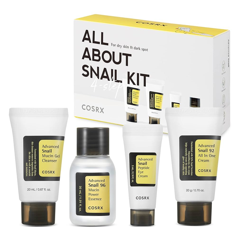 COSRX All About Snail Mucin Korean Skin Care Set, Mini Travel Essentials, Travel Size Gift Set wi... | Amazon (US)