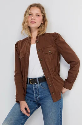 PUFF SLEEVE TRUCKER JACKET W/ RUFFLE COLLAR | Liverpool Jeans
