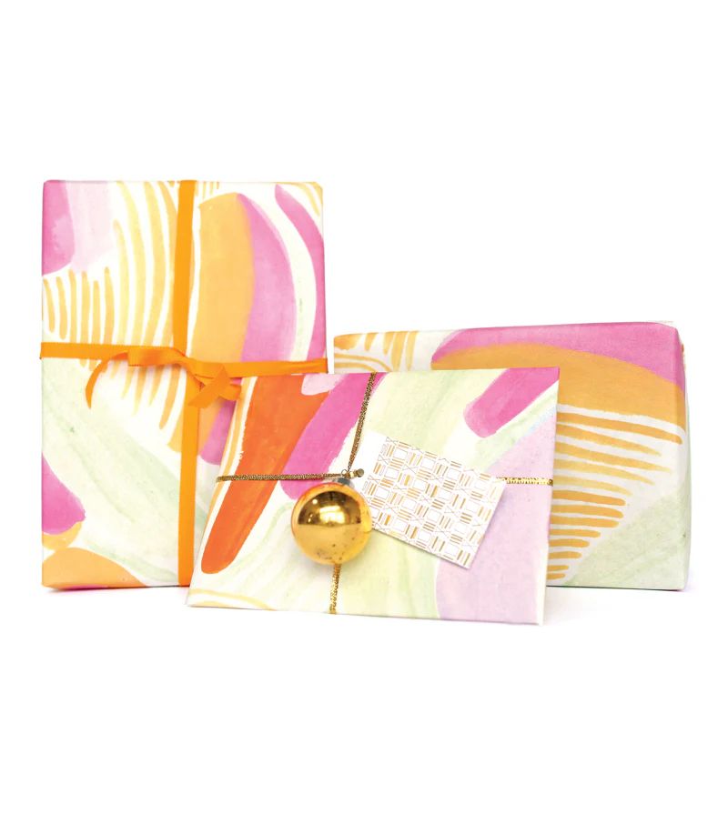 stripes orange gift wrap | Thimblepress