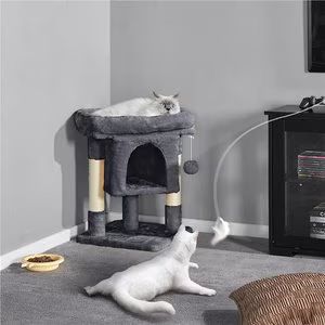 YAHEETECH 2-Level 23.5-in Plush Cat Tree & Condo, Dark Gray - Chewy.com | Chewy.com