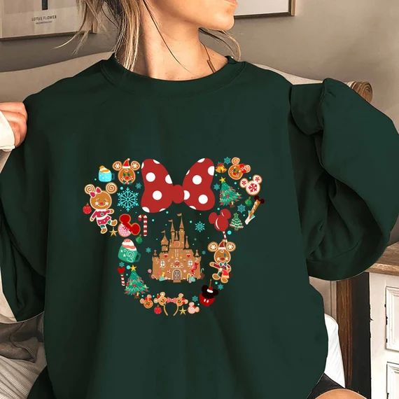 Minnie Head Christmas Shirt Christmas Sweatshirt Disney - Etsy | Etsy (US)