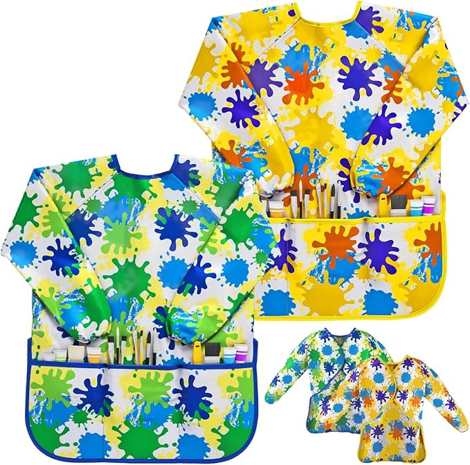 J MARK Waterproof Art Smock Painting Apron- 2 Pack Long Sleeve for Arts & Crafts | Amazon (US)
