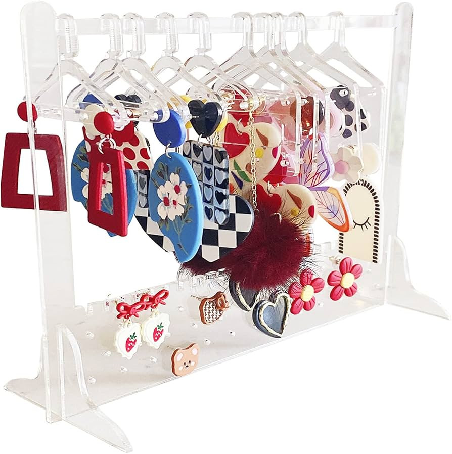 lemonadeus Cute Earring Rack Holder Coat Hangers Stand Unique Earring Closet Acrylic Earring Disp... | Amazon (US)