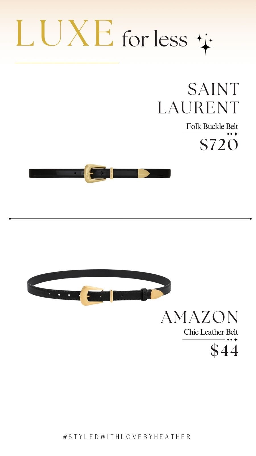 A timeless black belt is one of the easiest ways to make your outfits look instantly more polished. This Amazon find has the same sleek, designer-inspired look for a fraction of the price—and it's a piece you'll wear year-round.

Style it with jeans, trousers, dresses, or oversized blazers for that effortless luxury aesthetic. ✨

✔️ Designer-inspired style
✔️ Timeless wardrobe essential
✔️ Elevates every outfit

Shop now—everything is linked in my LTK! 🤍 Follow me for more luxe-for-less Amazon finds and designer-inspired favorites. 

 

 #LTKootd #LTKstorytime #LTKSaleAlert