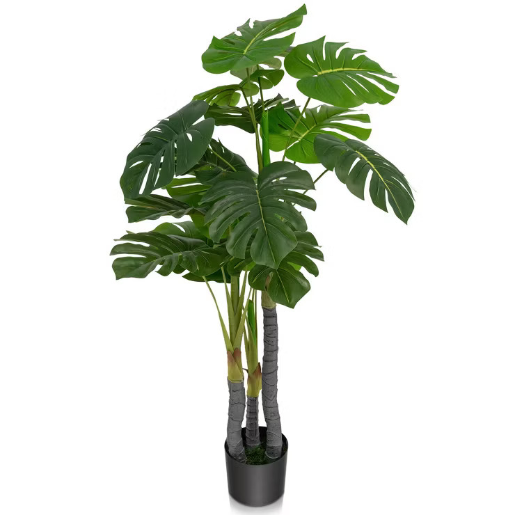 Tangkula 4FT Artificial Tree Artificial Monstera Palm Tree Fake Plant for Indoor Outdoor | Target