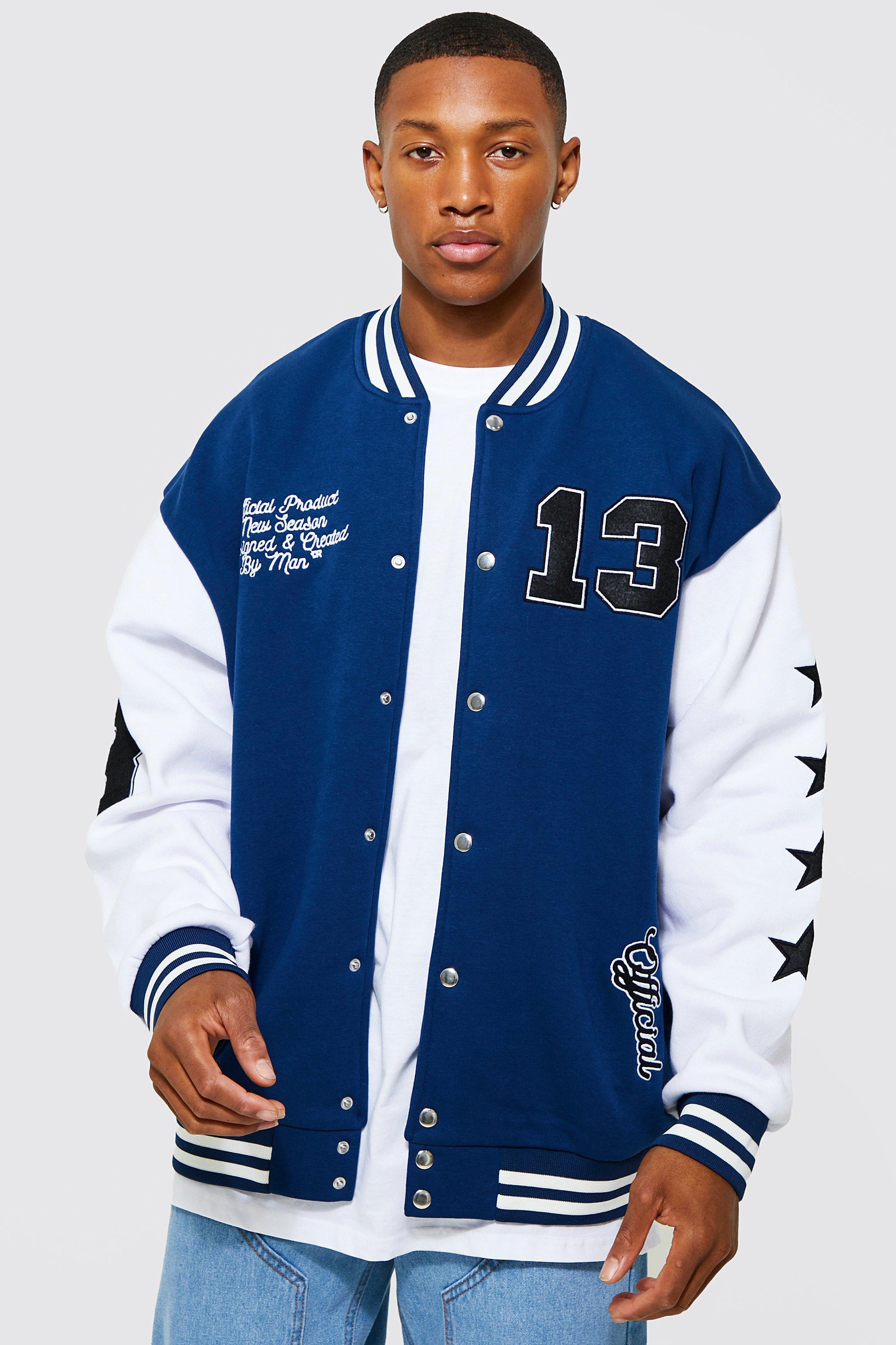 Oversized Badge Jersey Varsity Jacket | boohooMAN (DE, IE & UK)