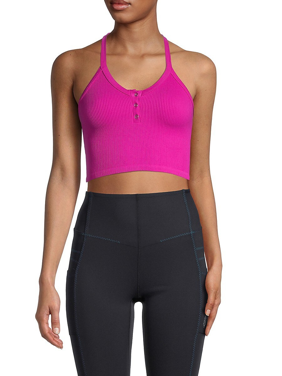 Free People Movement Women's Free Throw Ribbed Crop Tank Top - Magenta - Size L | Saks Fifth Avenue OFF 5TH
