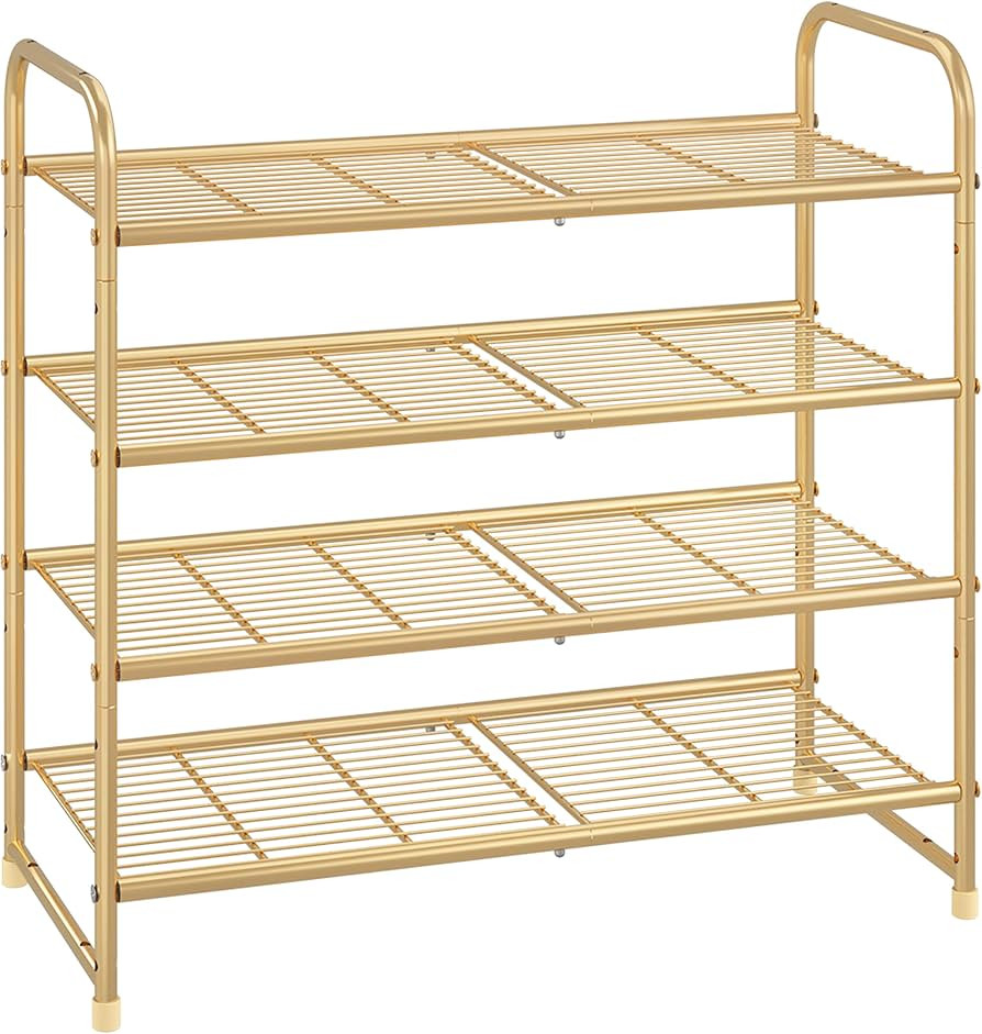 Simple Trending 4-Tier Stackable Shoe Rack, Expandable & Adjustable Shoe Organizer Storage Shelf,... | Amazon (US)