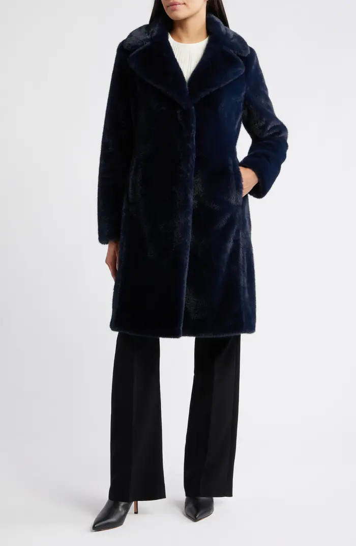 Reefer Faux Fur Longline Coat | Nordstrom