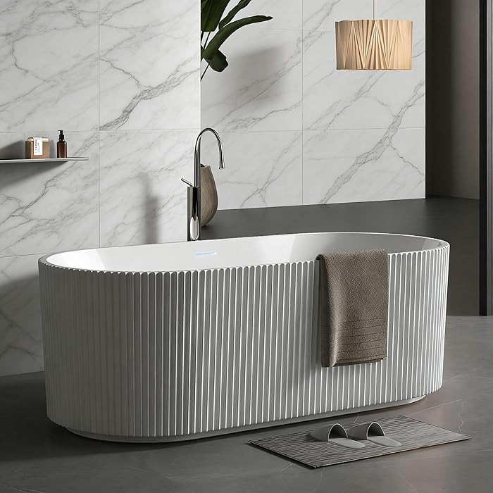 67'' Freestanding Bathtub, Deep Acrylic Soaking Tub with Non-Slip Base, cUPC Certified Modern Fre... | Amazon (US)
