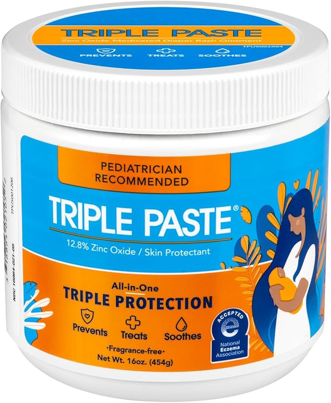 Triple Paste Diaper Rash Cream for Baby - 16 Oz Tub - Zinc Oxide Ointment Treats, Soothes and Pre... | Amazon (US)