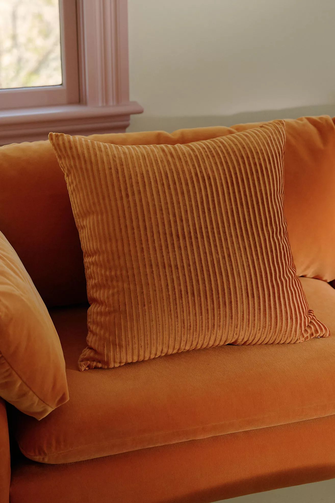 Fiora Ribbed Velvet Pillow | Anthropologie (US)