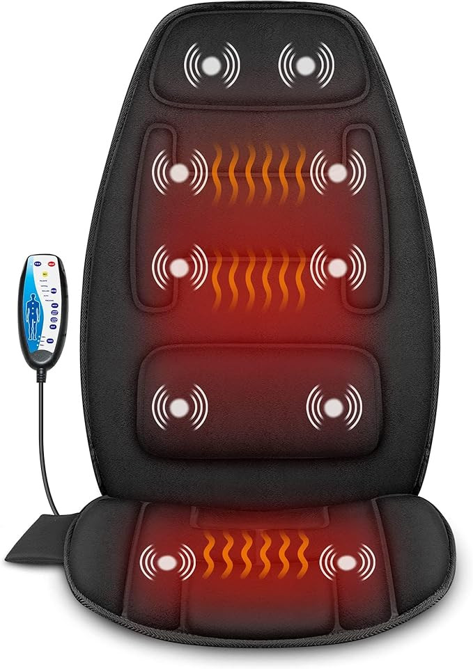 Snailax Massage Seat Cushion with 2 Heat Levels - Extra Memory Foam Support Pad in Neck and Lumba... | Amazon (US)