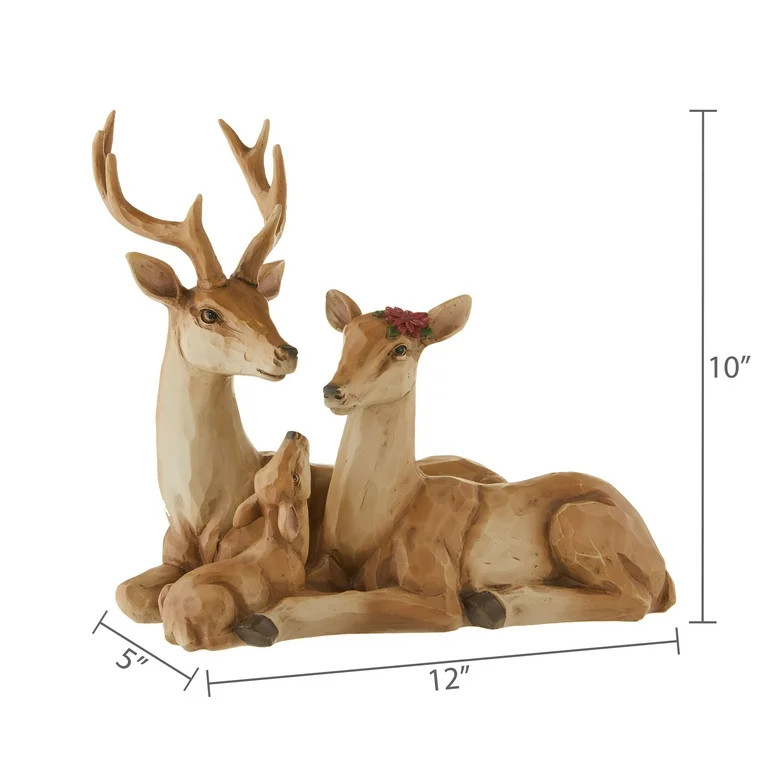 Deer Family Christmas Tabletop Decoration, Brown, 12", by Holiday Time | Walmart (US)