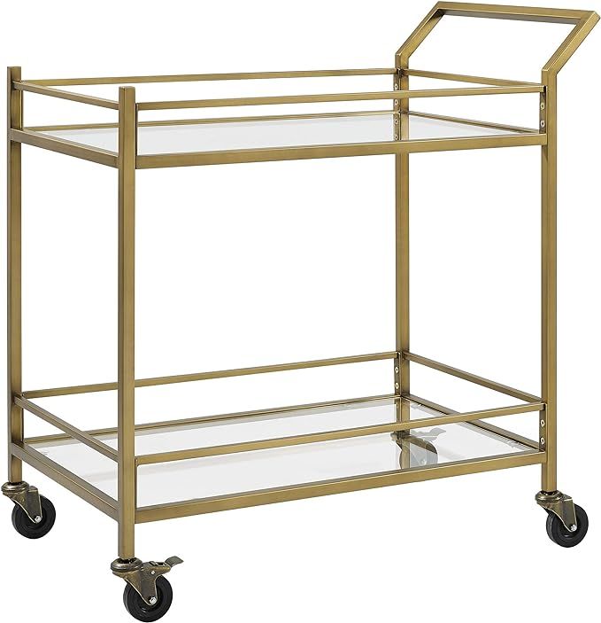 Crosley Furniture Aimee Rolling Bar Cart, Gold and Glass, Model:CF4007-GL | Amazon (US)
