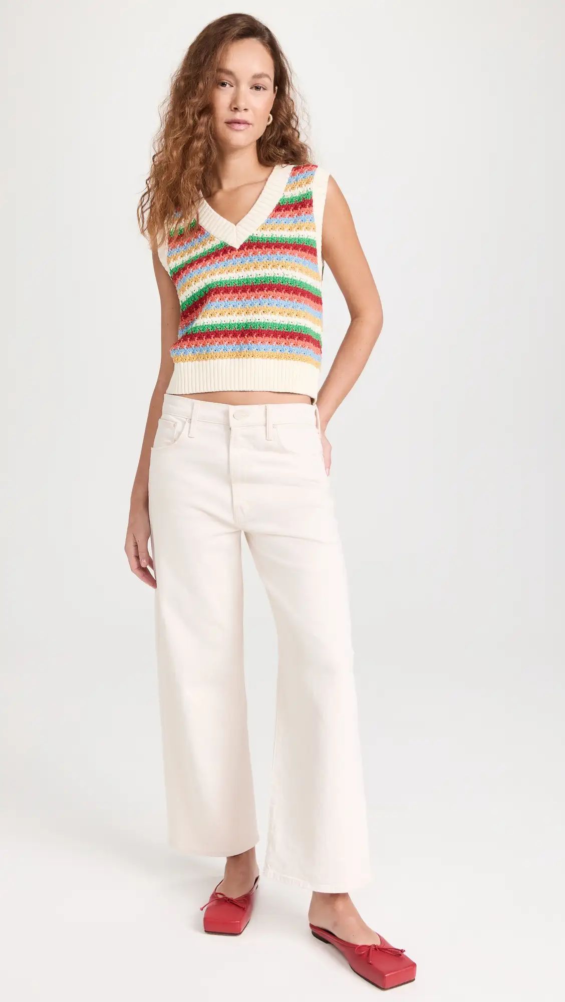 Winona Multi Striped Crochet Knit Vest | Shopbop