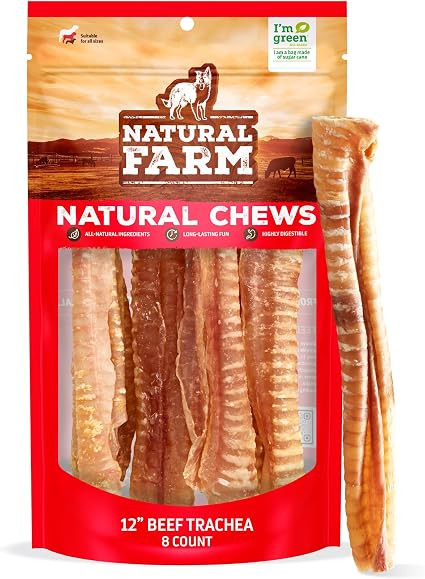 Natural Farm Beef Trachea (12 Inch, 8 Pack), 100% Beef Chews, Natural Glucosamine and Chondroitin... | Amazon (US)