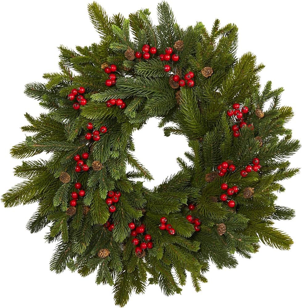 22in. Pine, Pinecone and Berry Artificial Wreath | Amazon (US)