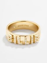 18K Gold Custom Block Ring - Gold/Pavé | BaubleBar (US)