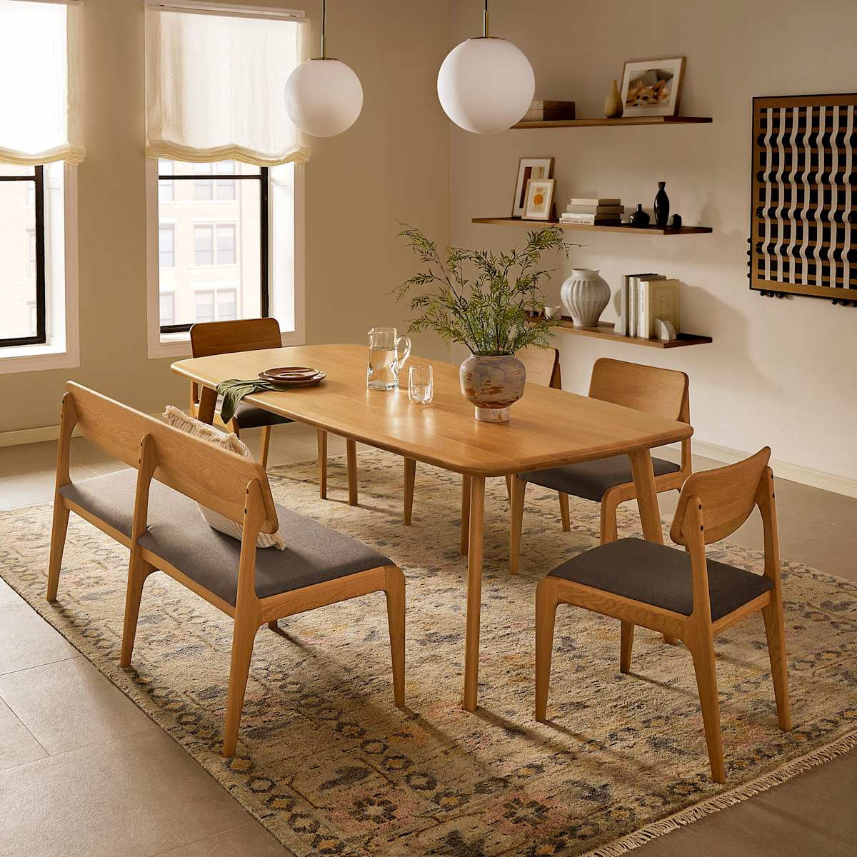 Castlery Vincent 5-Piece Dining Set - Light Brown, Wooden, Yellow | Castlery US