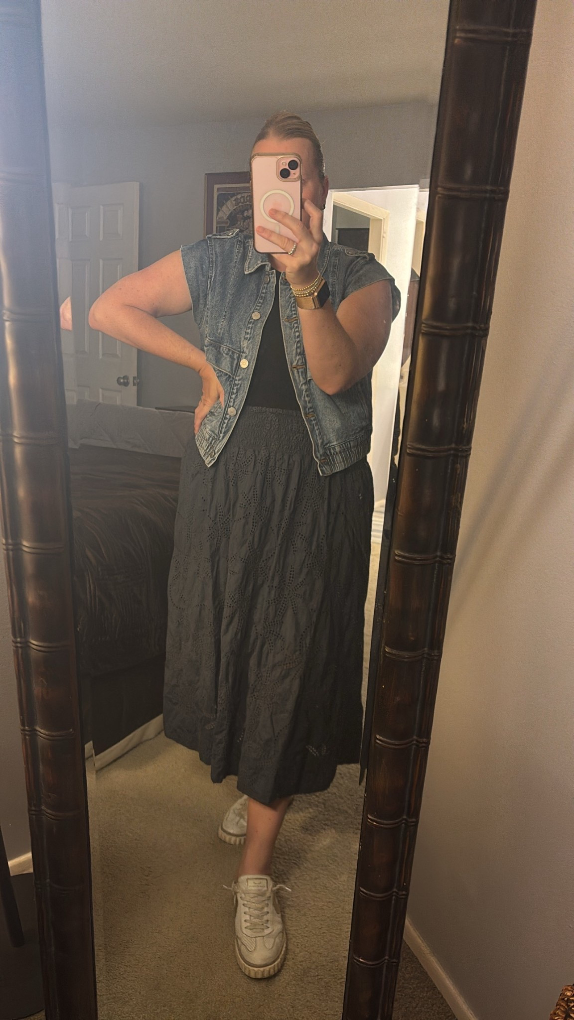 Summer office look, long skirt, denim vest 

#LTKSeasonal #LTKStyleTip #LTKU