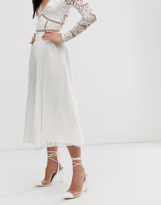 Parallel Lines pleated chiffon midi skirt in white | ASOS US