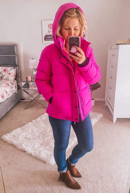 My new favorite puffer jacket by BCBG. Super soft and comfy. Ski jacket, Levi’s and booties. 
Winter jacket, winter coat

#LTKSeasonal #LTKstyletip #LTKunder50